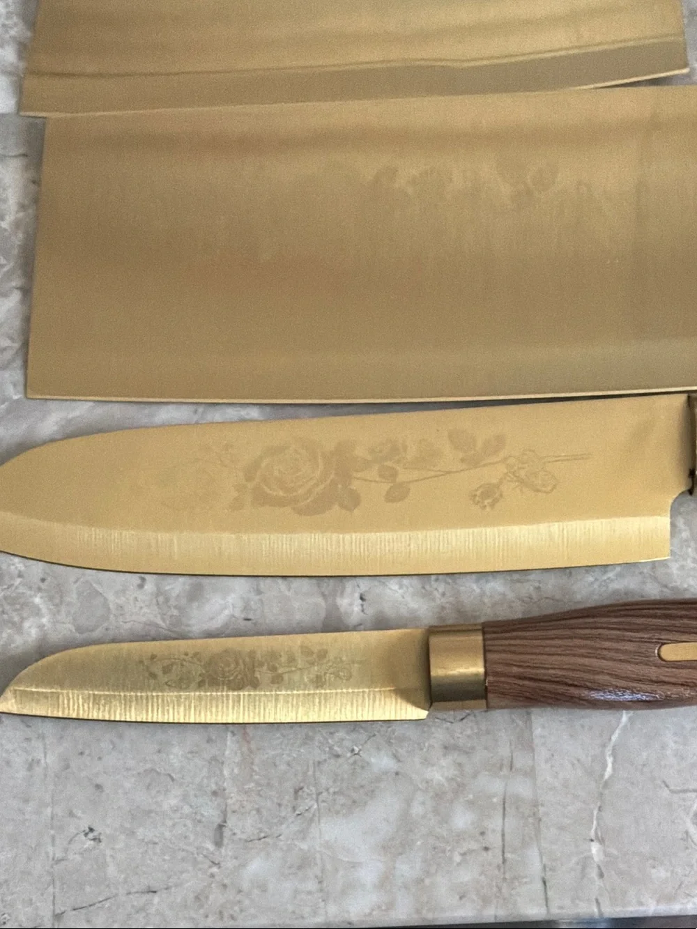 Plys Gold-Tone 4-Piece Kitchen Knife Set with Wood Handles